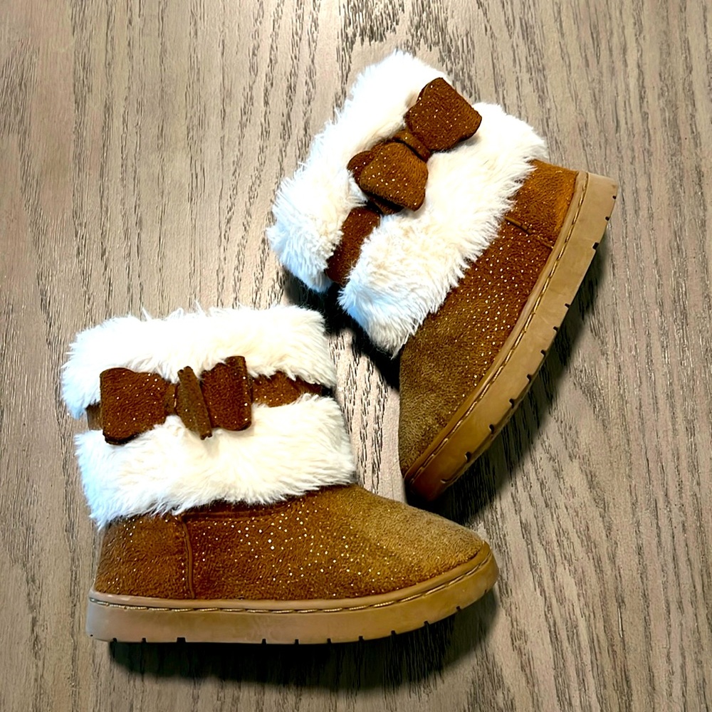 Sugar Toddler Girls Brown Size 8 Boots with Fur and Bow